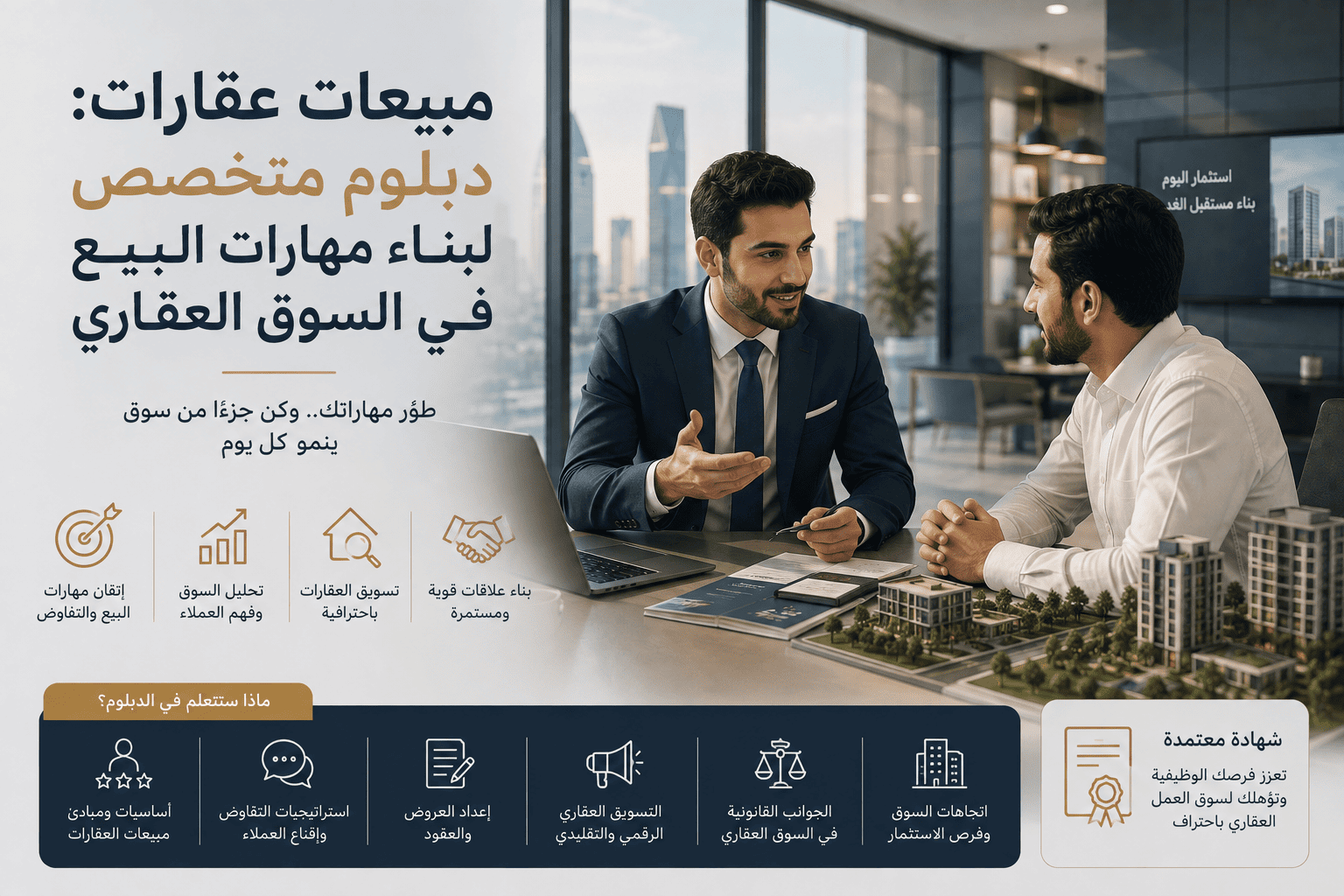 مبيعات عقارات: دبلوم متخصص لبناء مهارات البيع في السوق العقاري